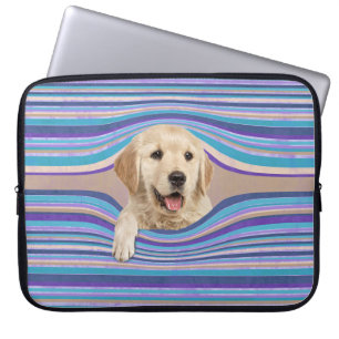 Goldener Retriever in Streifen Laptopschutzhülle