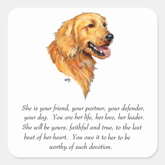 Goldener Retriever Keepake Quadratischer Aufkleber (Vorderseite)