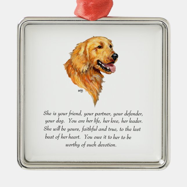 Goldener Retriever Keepake Silbernes Ornament (Vorne)