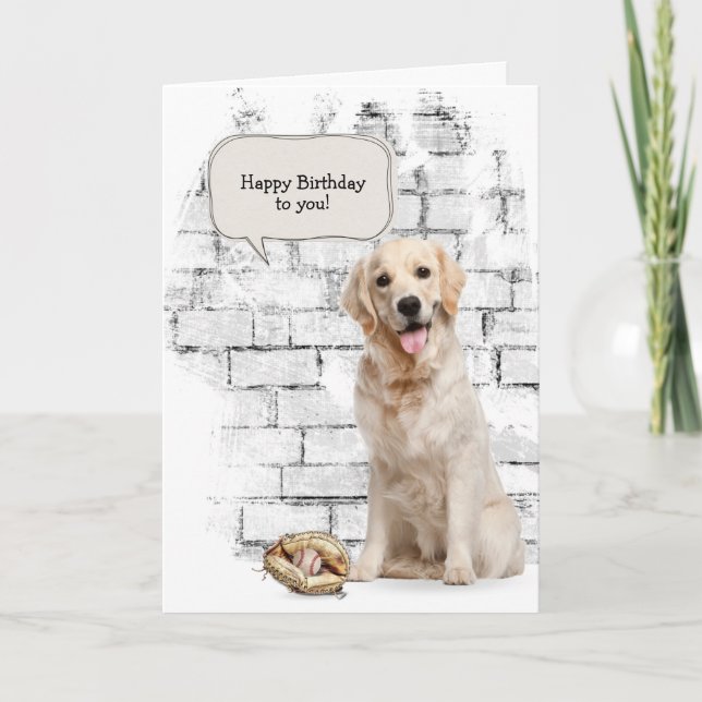 Goldener Retriever mit Baseball und Handschuh Karte (Vorderseite)