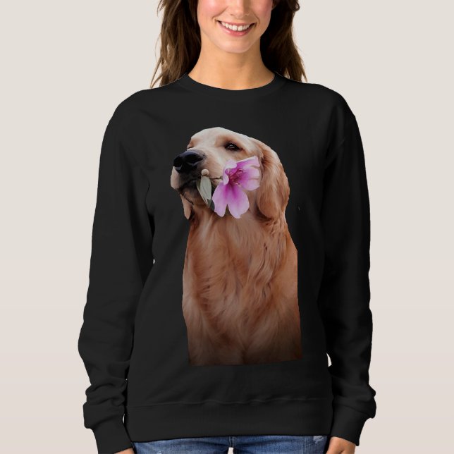 Goldener Retriever mit Blume Sweatshirt (Vorderseite)
