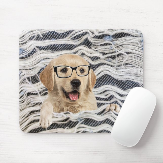 Goldener Retriever mit Brille Mousepad (Mit Mouse)