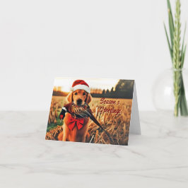 Goldener Retriever mit Fasanenkarte Feiertagskarte