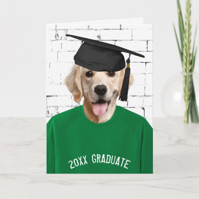 Goldener Retriever mit Graduierungshülse Karte (Vorderseite)