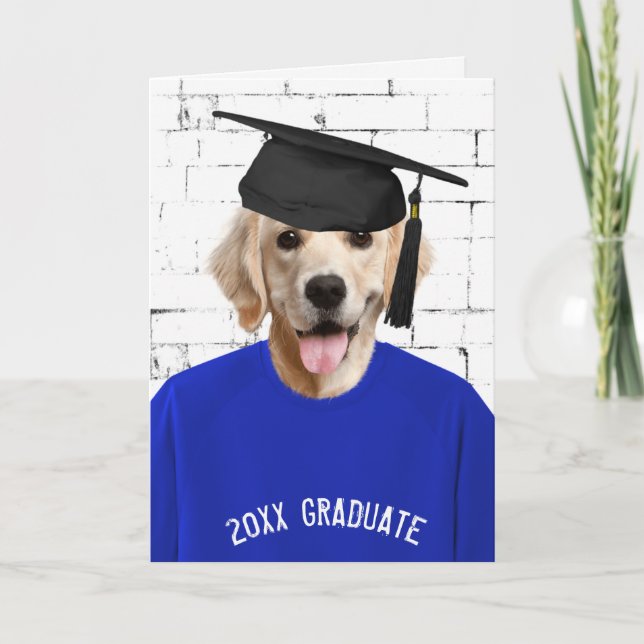 Goldener Retriever mit Graduierungshülse Karte (Vorderseite)