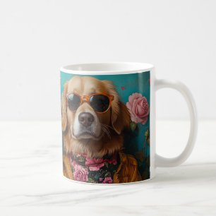 Goldener Retriever mit Herz-Rose Valentinstag Kaffeetasse