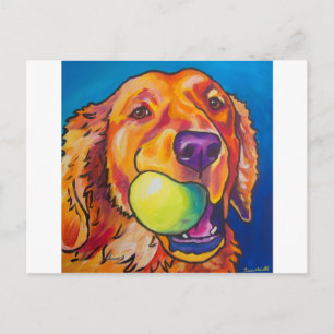 Goldener Retriever mit Kugel Postkarte