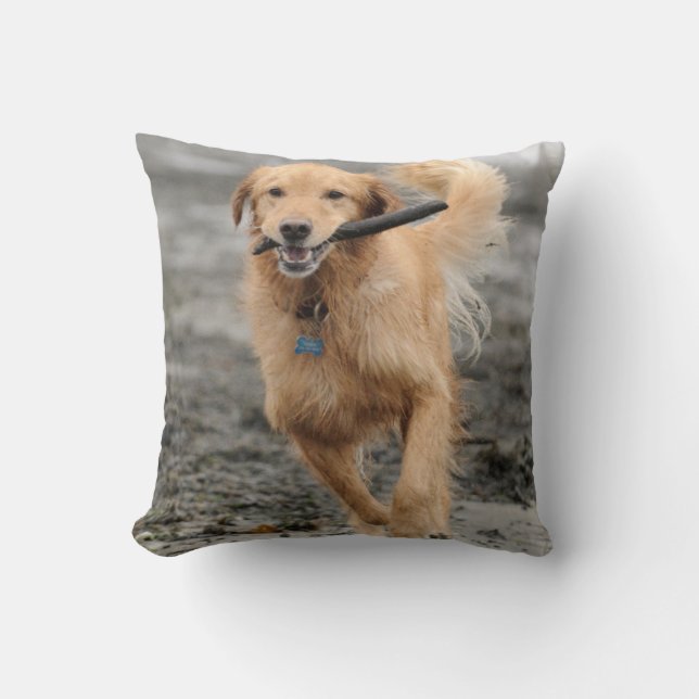 Goldener Retriever mit Mundkiefer Kissen (Vorderseite)