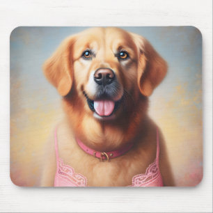 Goldener Retriever mit rosa BH Mousepad