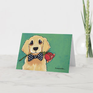 Goldener Retriever mit Rose   danken Ihnen zu Dankeskarte