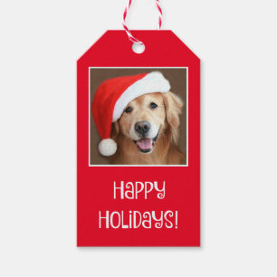 Goldener Retriever mit roter Weihnachtsmannmütze Geschenkanhänger