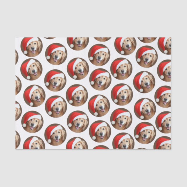 Goldener Retriever mit roter Weihnachtsmannmütze Seidenpapier (Vorderseite)