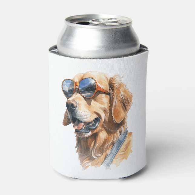 Goldener Retriever mit Sonnenbrille Dosenkühler (Kanne Vorderseite)