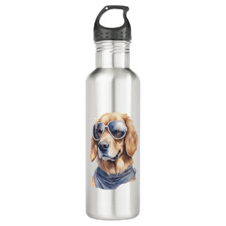 Goldener Retriever mit Sonnenbrille Edelstahlflasche