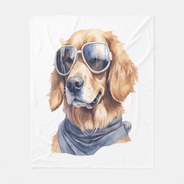 Goldener Retriever mit Sonnenbrille Fleecedecke (Vorderseite)