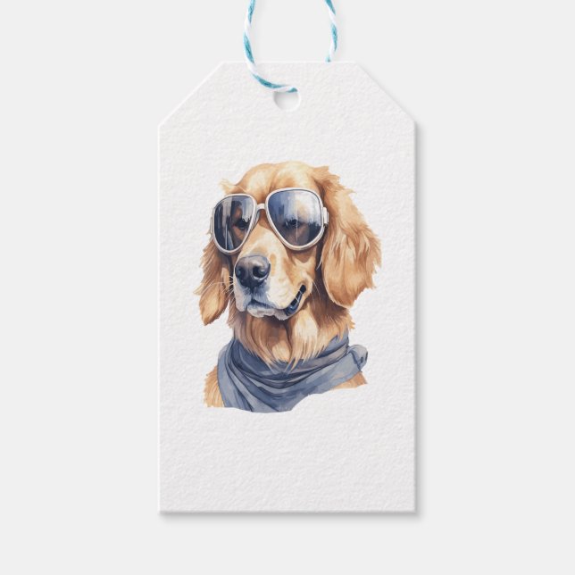 Goldener Retriever mit Sonnenbrille Geschenkanhänger (Vorderseite)