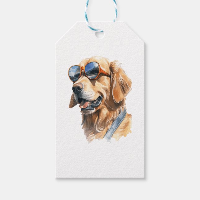 Goldener Retriever mit Sonnenbrille Geschenkanhänger (Vorderseite)