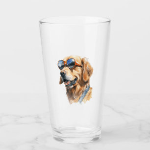 Goldener Retriever mit Sonnenbrille Glas