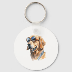 Goldener Retriever mit Sonnenbrille Schlüsselanhänger