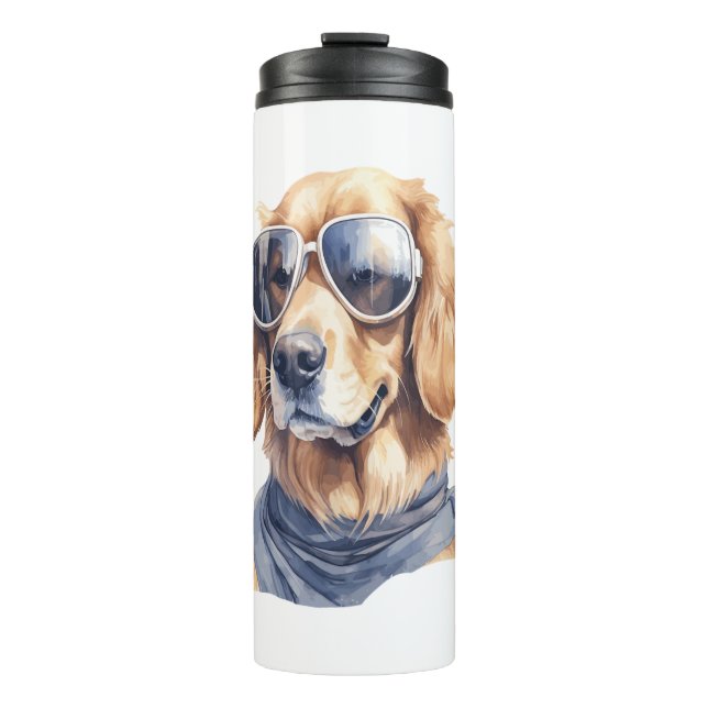 Goldener Retriever mit Sonnenbrille Thermosbecher (Vorderseite)