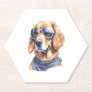 Goldener Retriever mit Sonnenbrille Untersetzer