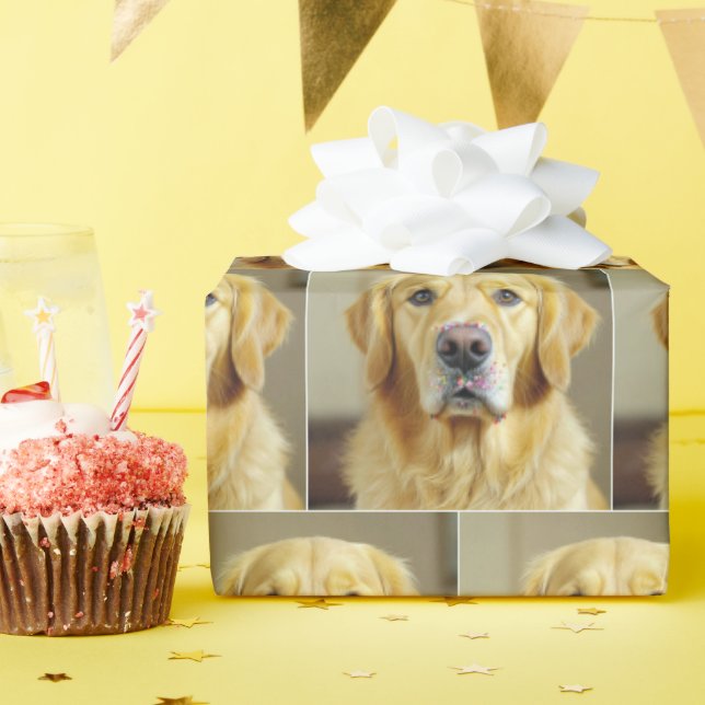 Goldener Retriever mit Sprinklen an der Nase Geschenkpapier (Geburtstagsparty)