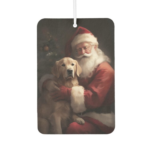 Goldener Retriever mit Weihnachten Autolufterfrischer (Vorderseite)