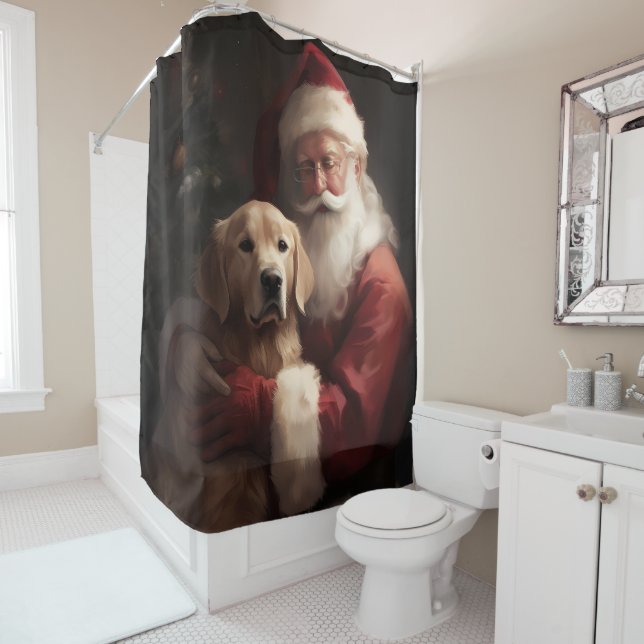 Goldener Retriever mit Weihnachten Duschvorhang (Beispiel)