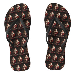 Goldener Retriever mit Weihnachten Flip Flops