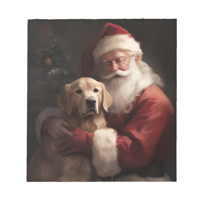 Goldener Retriever mit Weihnachten Notizblock (Vorderseite)