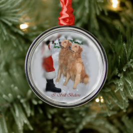 Goldener Retriever mit Weihnachten Ornament Aus Metall