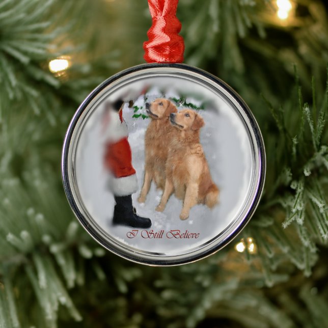 Goldener Retriever mit Weihnachten Ornament Aus Metall (Baum)