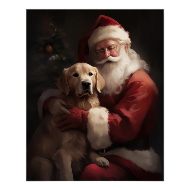 Goldener Retriever mit Weihnachten Poster (Vorderseite)