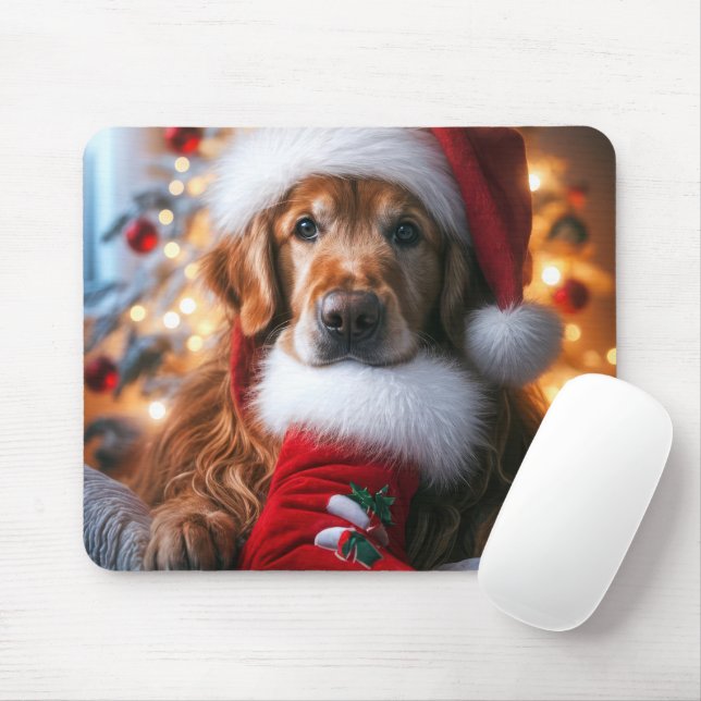 Goldener Retriever mit Weihnachten Strumpf Mousepad (Mit Mouse)