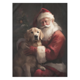 Goldener Retriever mit Weihnachten Tischdecke