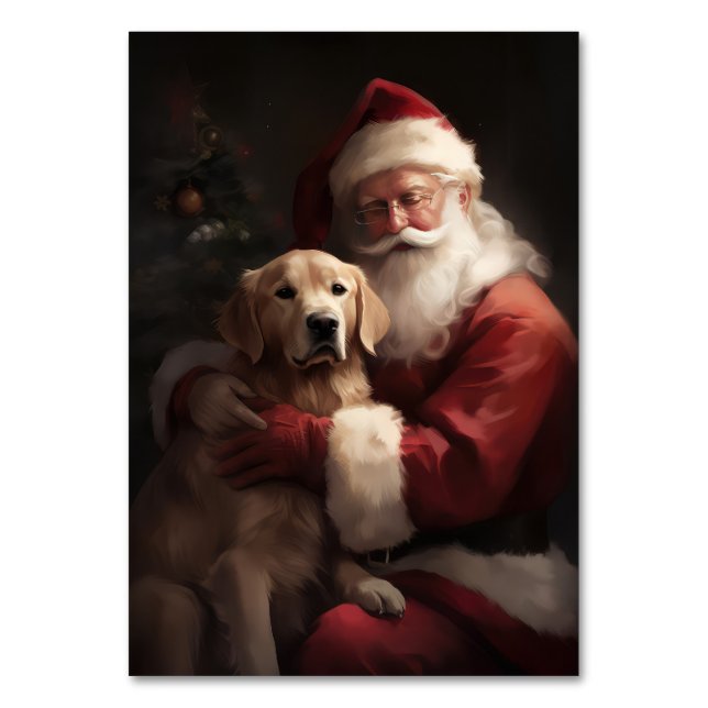 Goldener Retriever mit Weihnachten Tischnummer (Vorderseite)