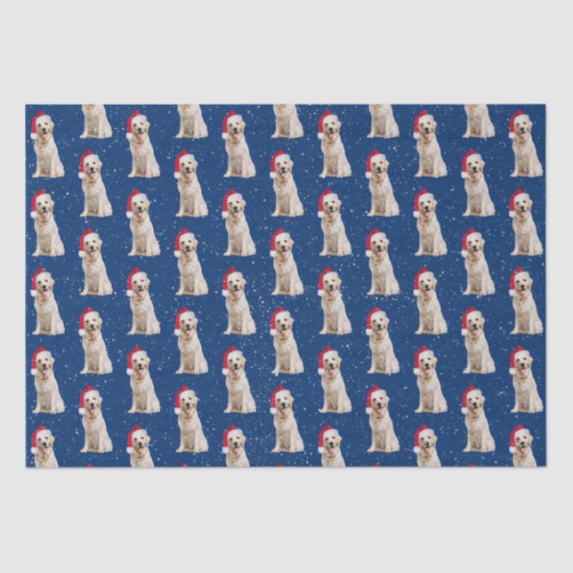 Goldener Retriever mit Weihnachtskappe Seidenpapier (Vorderseite)