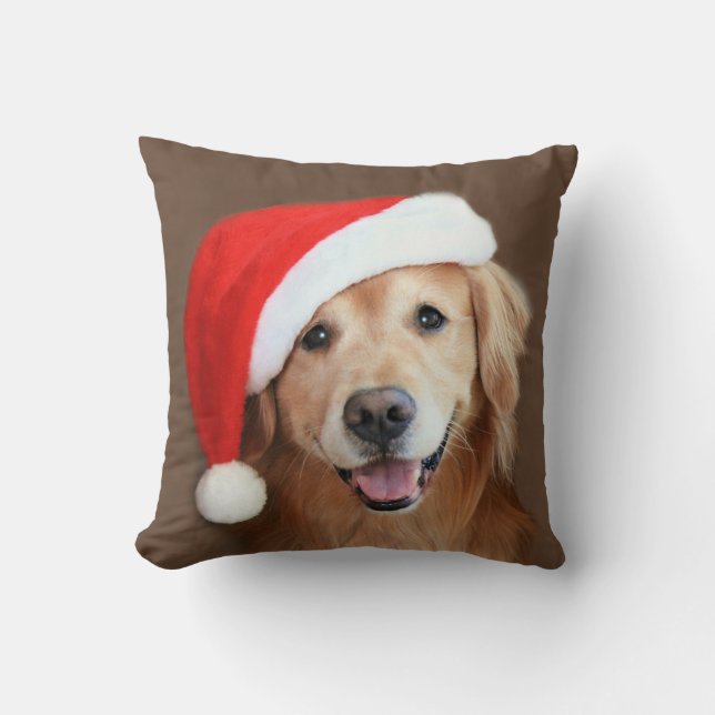 Goldener Retriever mit Weihnachtsmannmütze Kissen (Vorderseite)