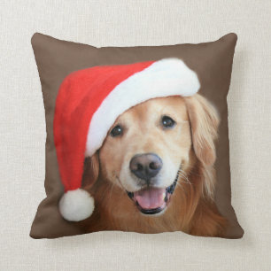 Goldener Retriever mit Weihnachtsmannmütze Kissen