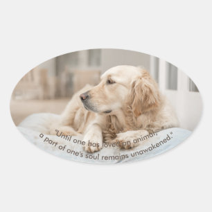 Goldener Retriever mit Zitat-Oval-Aufkleber Ovaler Aufkleber