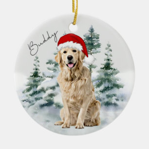 Goldener Retriever, Personalisierter Weihnachtssch Keramik Ornament