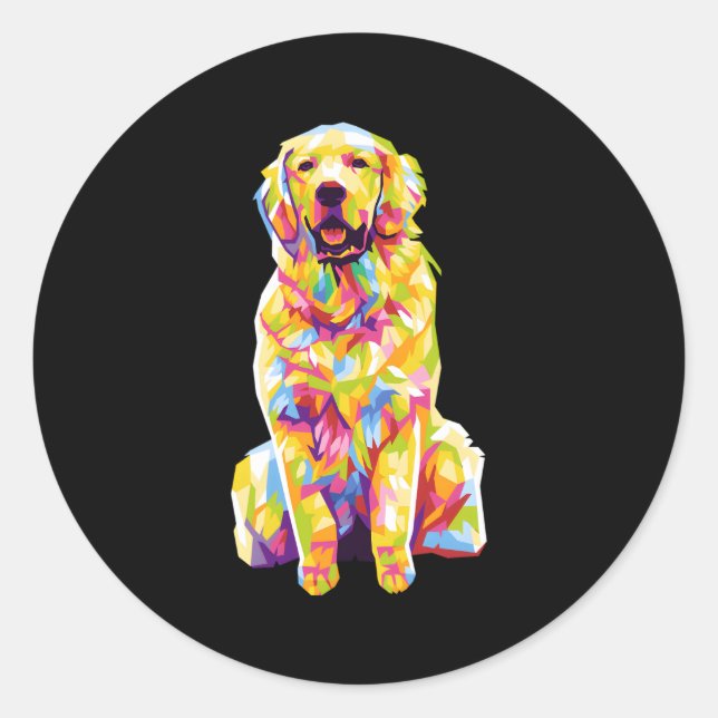 Goldener Retriever Runder Aufkleber (Vorderseite)