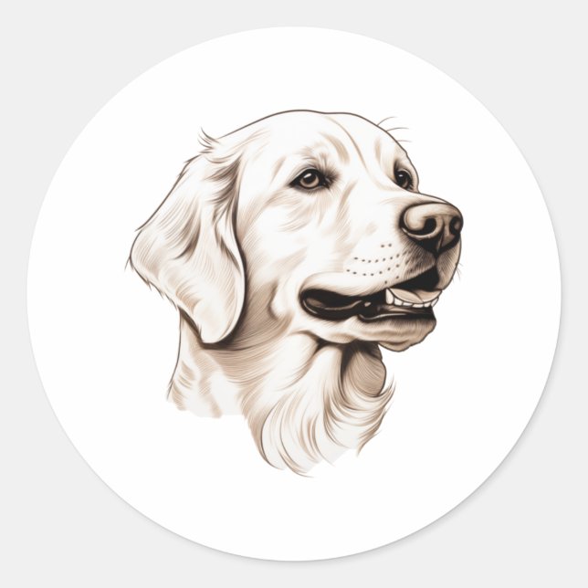 Goldener Retriever Runder Aufkleber (Vorderseite)