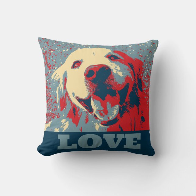 Goldener Retriever-Stylized Liebe Kissen (Vorderseite)