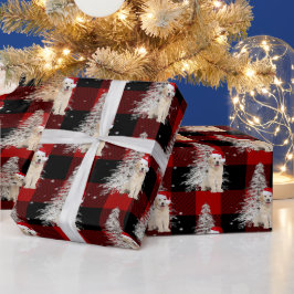 Goldener Retriever und Baum Kariert Geschenkpapier
