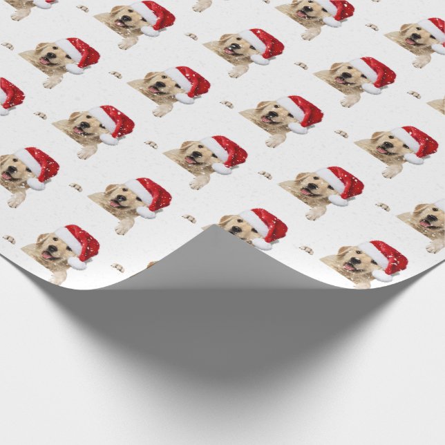 Goldener Retriever und Weihnachtsmannmütze Geschenkpapier (Ecke)