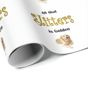 Goldener Retriever-Verpackungs-Papier-Glitzern ist Geschenkpapier