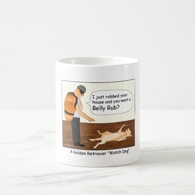 Goldener Retriever-Wachhund-Cartoon-Tasse Tasse (Mittel)