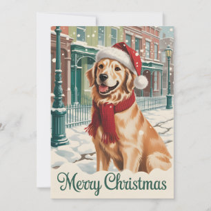 Goldener Retriever Weihnachts Grußkarte gefaltet Feiertagskarte