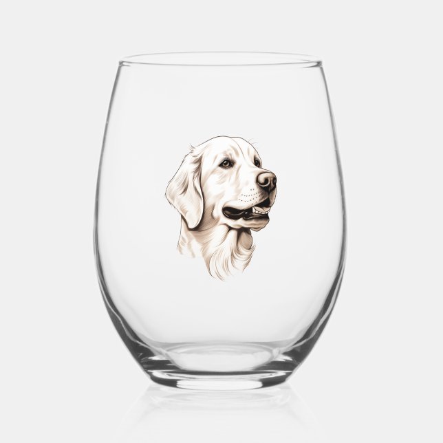 Goldener Retriever Weinglas Ohne Stiel (Vorderseite)
